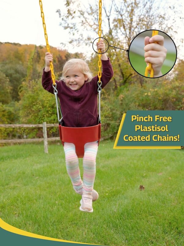 Eastern Jungle Gym Heavy-Duty High Back Full Bucket Toddler Swing Seat | Coated Swing Chains Fully Assembled | Green Swing Set Accessory