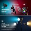 130W RGB LED Video Light APP/2.4G Control 17 Effects, 2500-7500K 19800lux/1m COB Continuous Lighting Output with CRI97/TLCI98 4 Dimming Curves, Spotlight for Studio Shoots, FS150C