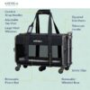 Quilted Chariot PRO Pet Carrier With Removable Wheels and Double Telescopic Handle