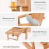 Folding Adirondack Rocking Chair,4-in-1 Multifunctional Patio Chair with Retractable Ottoman, Outdoor Chair Wood Texture, Lawn Chair for Porch, Backyard, Pool(Grey)