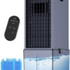 Portable Air Conditioners w/Remote, 4 Modes & 3 Speeds, Waterless Alert System & 2.4-Gal Tank for 20H Cooling, 12H Timer for Auto Off, 3-IN-1 Evaporative Air Cooler for Room Bedroom Home