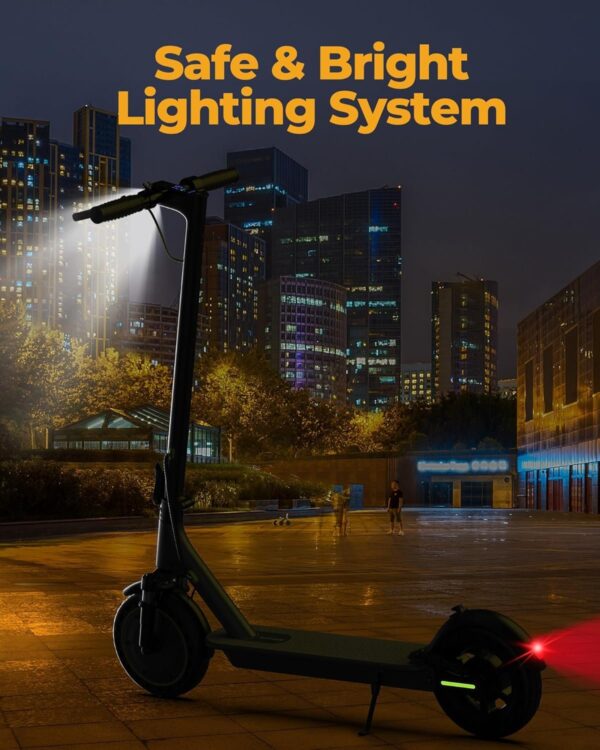 Electric Scooter – 8.5′′ Solid Tires, 350W Motor, Up to 19 MPH and 21-23 Miles Long-Range Portable Foldable Commuting Scooter for Adults with Double Braking System and App