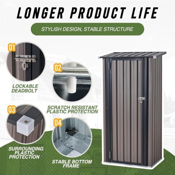 c9fb7e6049564d4e80e95850c15ed034 Aoxun 6.2×4 FT Shed Outdoor Storage Shed Metal Garden Shed with Lockable Doors & Slooping Roof Tool Shed Bike Shed for Backyard, Patio, Poolside (Brown)