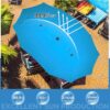 15 ft Large Patio Umbrella with Solar Lights Double-Sided Outdoor Rectangle Market Umbrellas with 36 LED Lights/Base Included/Easy Crank for Patio Garden Yard Pool Lawn, Brown