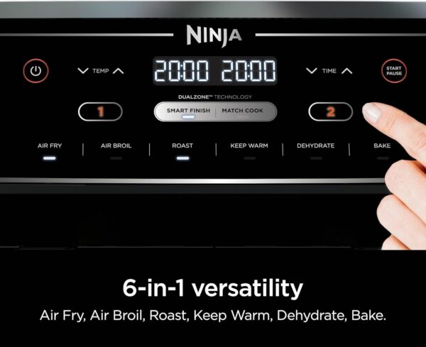 ca1e0460c5574d0081e1be0c125964bb DZ401 Foodi 10 Quart 6-in-1 DualZone XL 2-Basket Air Fryer with 2 Independent Frying Baskets, Match Cook & Smart Finish to Roast, Broil, Dehydrate for Quick, Easy Family-Sized Meals, Grey