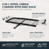 Tow Tuff 14922 2 in 1 Steel Cargo Carrier with 4-Bike Rack 500 lbs Capacity Model No. TTF-2762KR