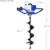 Post Hole Digger Gas Powered, 52cc 2.4 HP 2 Stroke Engine Earth Auger with 8′′ Drill Bit, EPA Compliant Post Hole Auger