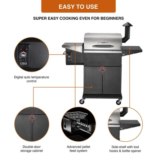 caa3604887b5436ca036db258d7a91c9 ZPG-600D3E 8-in-1 Pellet Grill & Smoker, 572 sq.in., Porcelain-Coated Steel, Smoke Color