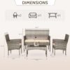Patio Furniture Set 4 Pieces Outdoor Rattan Chair Wicker Sofa Garden Conversation Bistro Sets for Yard (Brown)