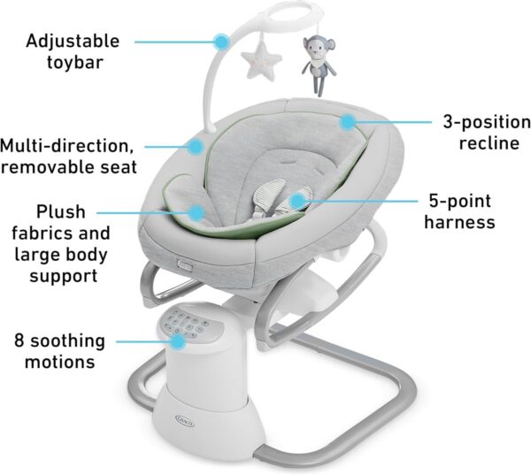 Soothe My Way with Removable Rocker, Madden – Versatile Baby Swing & Portable Rocker