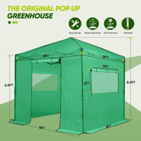 cb69621355114c66991086dc4ad3acae EAGLE PEAK 6×4 Portable Walk-in Greenhouse, Pop-up Indoor Outdoor Garden Green House, Zippered Door and Windows, PE Cover, White