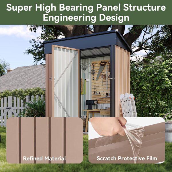 cb9c575ae4414dee977a86e87351c3d4 Aoxun 6.2×4 FT Shed Outdoor Storage Shed Metal Garden Shed with Lockable Doors & Slooping Roof Tool Shed Bike Shed for Backyard, Patio, Poolside (Brown)