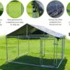 Outdoor Dog Kennel Dog Cage Dog Playpen Dog Fence Chicken Coop Hen House Heavy Duty Pet Playpen with Large Galvanized Chain Link with UV and Water Resistant Black Proof Cover