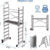 Foldable Scaffolding Ladder, Multipurpose Rolling Work Platform, Scaffold Tower, Ladder Stool Bench, Adjustable Platform, 330 Lbs Duty Rate