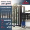 ALEKO 40-ft Slide Universal Battery Driveway Gate Opener Kit (Solar Compatible)