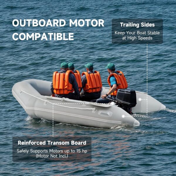 CO-Z 10ft Inflatable Dinghy Boat, 4 Person 990lb Transom Sport Tender Boat with Pump Aluminum Oars Floor, Heavy Duty Inflatable Raft Kayak for Adults