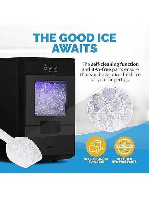 Nugget Countertop Ice Maker with Self-Cleaning Function, Refillable Water Tank, Perfect for Kitchens, Offices, Home Coffee Bars, and More