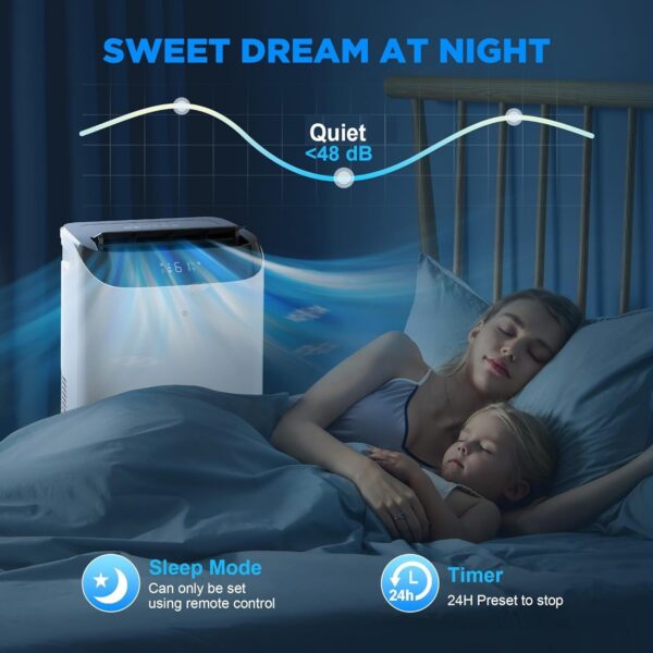 cca8f68c5a584b54bfcb4a42925ce164 14000 BTU Portable Air Conditioners with Remote Control, 3-in-1 Free Standing Cooling AC Unit with Fan & Dehumidifier, Cools Room up to 700 sq.ft, Smart/Sleep Mode,3 Speed,Auto Swing,24H Timer