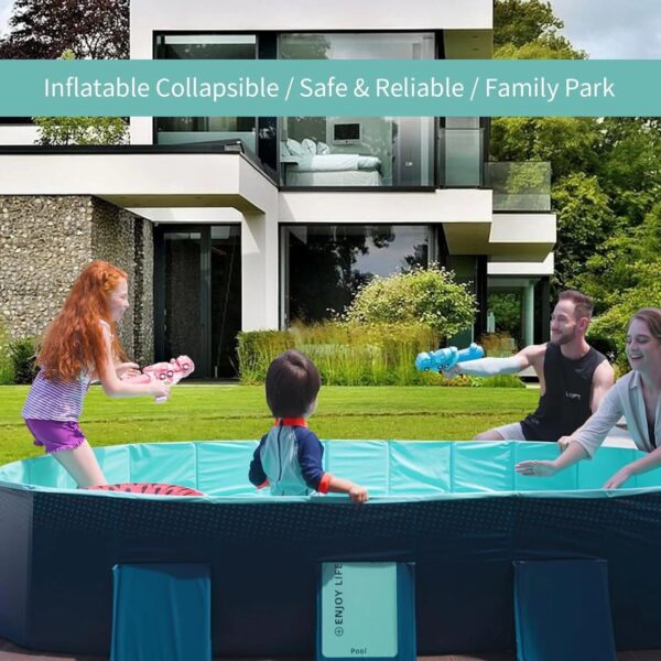 Foldable Non-Inflatable Kids’ and Adults’ Outdoor Swimming Pool – Hard Plastic Shell, Kid Pool for Backyard Dog Pools (158′′ x 76′′ x 20′′)