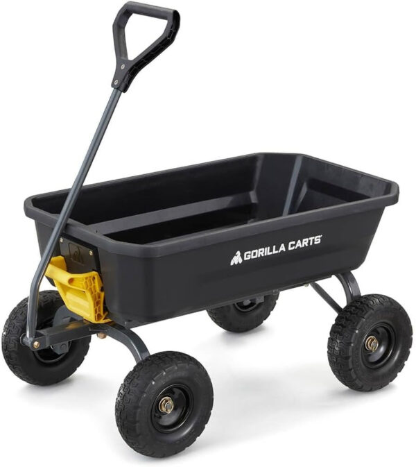 cd0b5a5f687e41b8a74ca221fb0ccbfc 7GCG-NF Heavy-Duty Poly Dump Garden Cart with No-Flat Tires, 7 Cubic Feet, 1200-Pound Capacity, Black, Amazon Exclusive