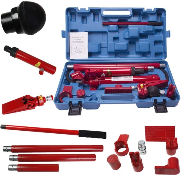 cd42b3bba7e4403497691878f45e4338 10 Ton Porta Power Hydraulic Jack Repair Kit Auto Shop Air Pump Lift Ram Body Frame Tool Heavy Set