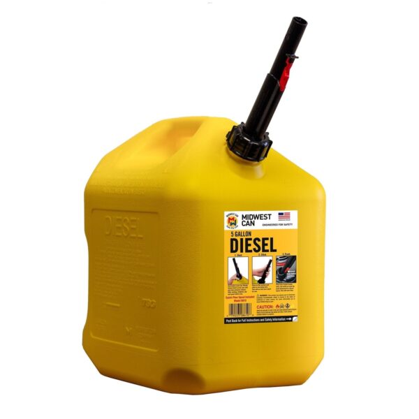 cd640d3fa7254977a275ec41d0d7add5 Midwest Can Company 5 Gallon Diesel Can Fuel Container w/ Auto Shut Off (4 Pack)