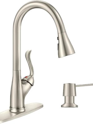 Black Touchless Kitchen Faucet with Soap Dispenser, Motion Sensor Activated Hands-Free Automatic Faucet for Sink with Pull Down Sprayer, Single Handle Smart Faucets for Kitchen Sink