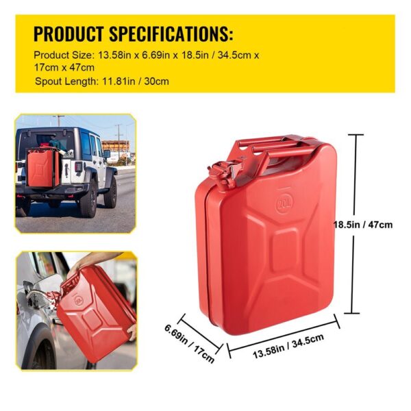 cd822203d42f4ee995065fe1d221ae6d VEVOR Jerry Fuel Can with Flexible Spout System, 5.3 Gallon/20 L