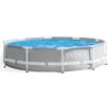 Intex Above Ground Swimming Pool, 12′ x 30′′, Prism Frame, Gray – Large Backyard Outdoor Round Summer Pool for Family, Easy Set Up, 24-Inch Deep Water
