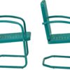 Crosley Furniture Bates Retro Metal Outdoor Loveseat Glider (CO1024-TU) and Arm Chair Set (CO1025-TU), Turquoise Gloss