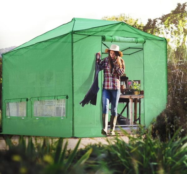 cdd1e8ef28c64b34833dea1526e87714 EAGLE PEAK 6×4 Portable Walk-in Greenhouse, Pop-up Indoor Outdoor Garden Green House, Zippered Door and Windows, PE Cover, White