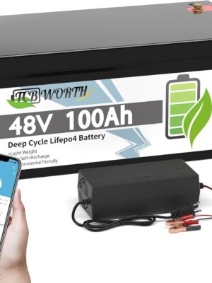 12V 100Ah LiFePO4 Battery, Rechargeabel Deep Cycle Lithium Batteries, 100A BMS with Low-Temp Protection, Perfect for RV, Solar, Boat, Marine, Trolling Motor