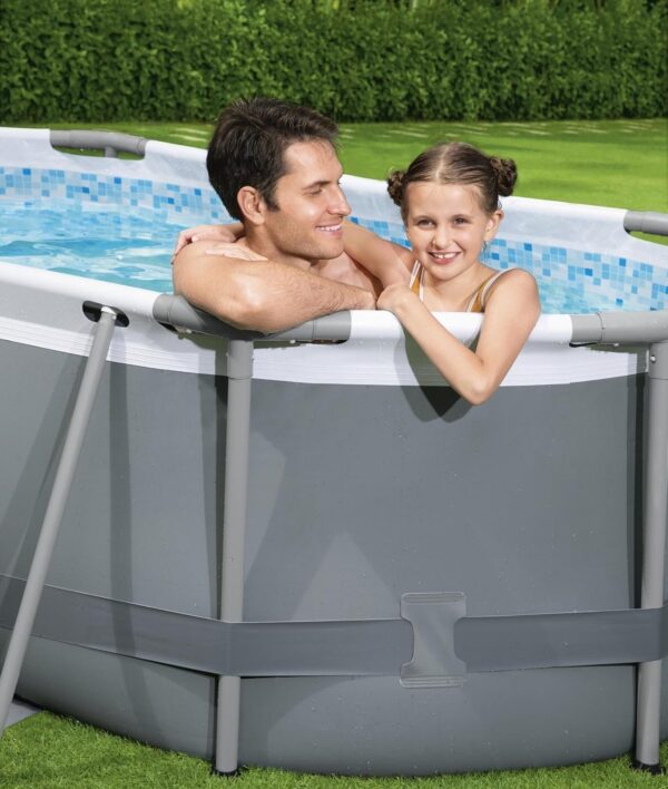 Bestway Oval Above Ground Pool Set (10′ x 6’7′′ x 33′′)| Includes Filter Pump & ChemConnect Dispenser