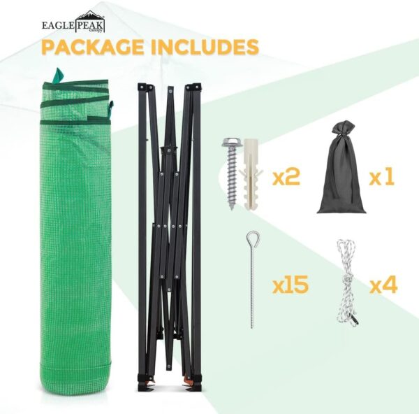 cedcb35064814f9fb926d41f357fec83 EAGLE PEAK 6×4 Portable Walk-in Greenhouse, Pop-up Indoor Outdoor Garden Green House, Zippered Door and Windows, PE Cover, White