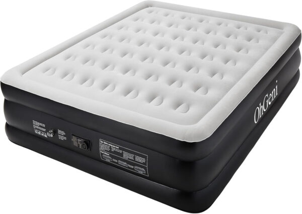 OhGeni Queen Air Mattress with Built in Pump, 18 Raised Comfort Inflatable Mattress, Quiet Surface Portable Blow Up Mattress, Air Bed for Home and Guest, Colchone Inflable, 650 lbs Max