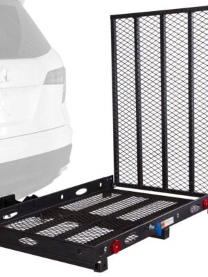 SILVER SPRING SC400-V2 500 lbs. Capacity Hitch-Mounted Folding Steel Wheelchair or Scooter Carrier with 42 in. L Ramp