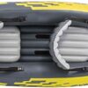 Intex 68307EP Explorer K2 Inflatable Kayak Set: Includes Deluxe 86in Aluminum Oars and High-Output Pump – SuperStrong PVC – Adjustable Seats with Backrest – 2-Person – 400lb Weight Capacity