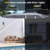 15ft Patio Umbrella with Solar Lights, Large Double Umbrella Outdoor, Rectangle 180”x106” Umbrellas with 156 PCS LED Lights and Crank Handle for Backyard Deck Pool Shade in Black(1.9′′ Pole)