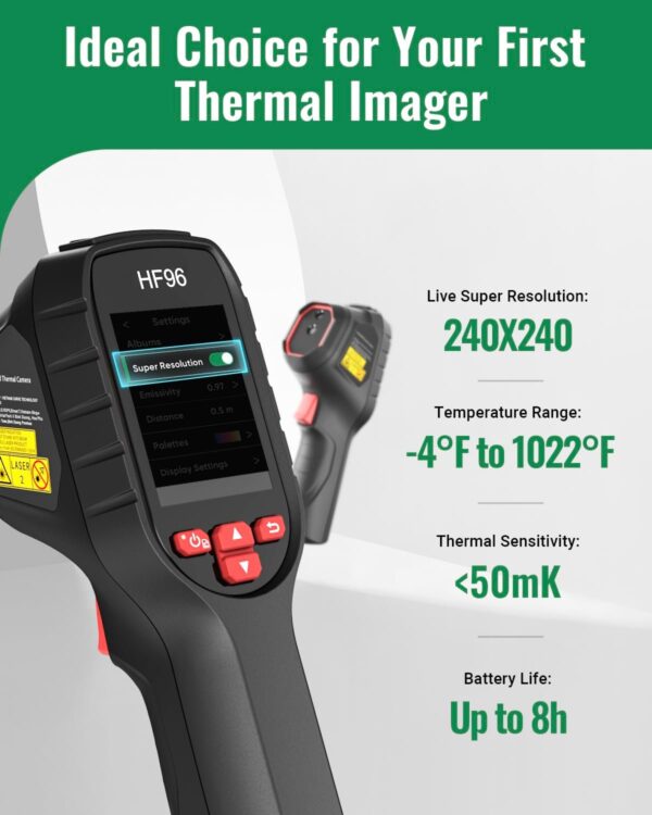 cf4e86fa9b324de08e49ebb494cb53e6 Thermal Camera, Super Resolution 240 x 240, Thermal Imaging Camera with Laser Pointer, 96 x 96 IR Resolution, 25 HZ Infrared Camera,-4°F to 1022°F, 50°FOV, 8h Battery Life Thermal Imager