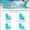 Folding Adirondack Rocking Chair,4-in-1 Multifunctional Patio Chair with Retractable Ottoman, Outdoor Chair Wood Texture, Lawn Chair for Porch, Backyard, Pool(Grey)