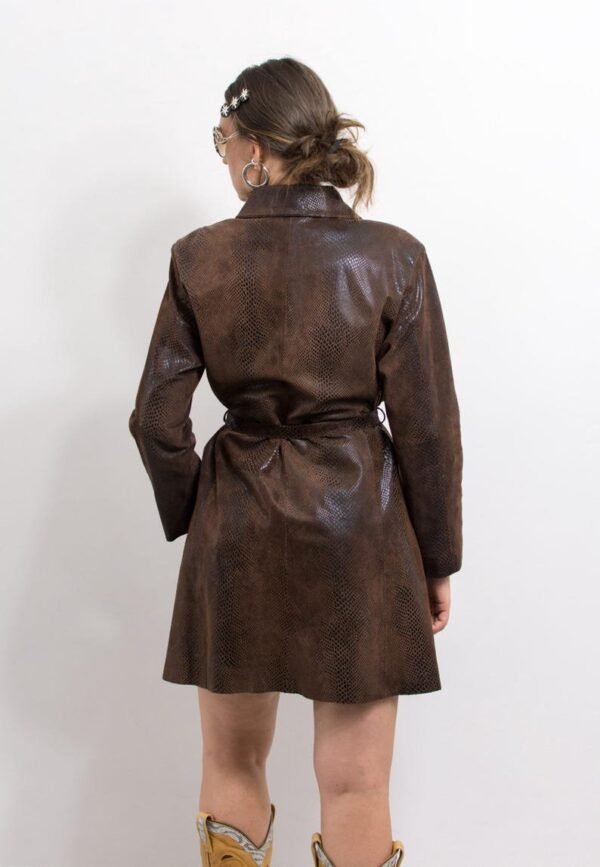 Brown leather trench