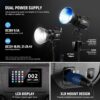 130W RGB LED Video Light APP/2.4G Control 17 Effects, 2500-7500K 19800lux/1m COB Continuous Lighting Output with CRI97/TLCI98 4 Dimming Curves, Spotlight for Studio Shoots, FS150C