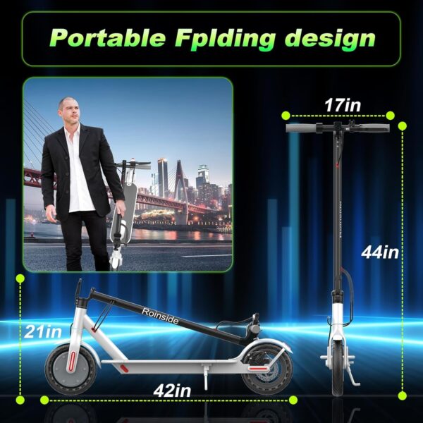 Electric Scooter – 8.5′′ Solid Tires, 350W Motor, Up to 19 MPH and 21-23 Miles Long-Range Portable Foldable Commuting Scooter for Adults with Double Braking System and App
