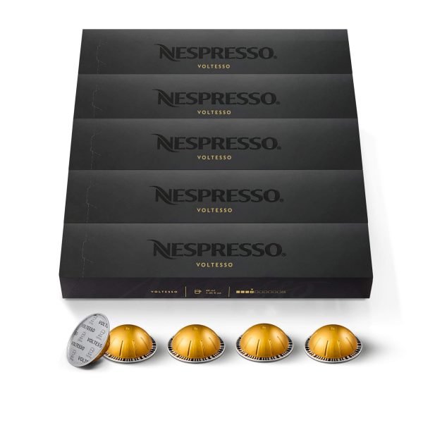 Nespresso Capsules Vertuo, Voltesso, Mild Roast Espresso, 50-Count Espresso Coffee Pods, Brews 1.35oz