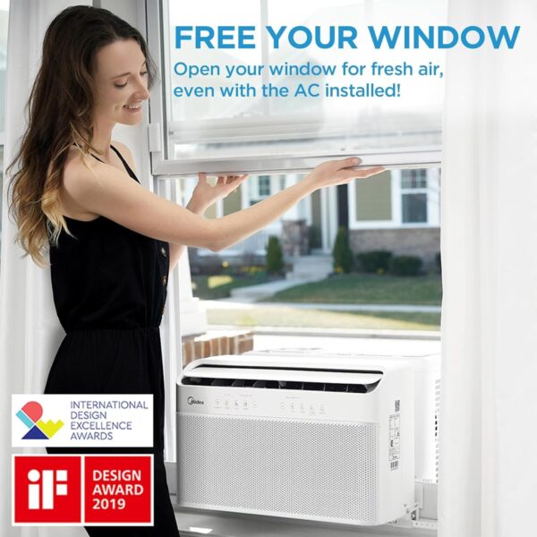 d07bbe72945d417289230a8fd40d3f5b 8,000 BTU U-Shaped Smart Inverter Air Conditioner – Cools up to 350 Sq. Ft., Ultra Quiet with Open Window Flexibility, Compatible with Alexa, 35% Energy Savings, Remote Control (Renewed)