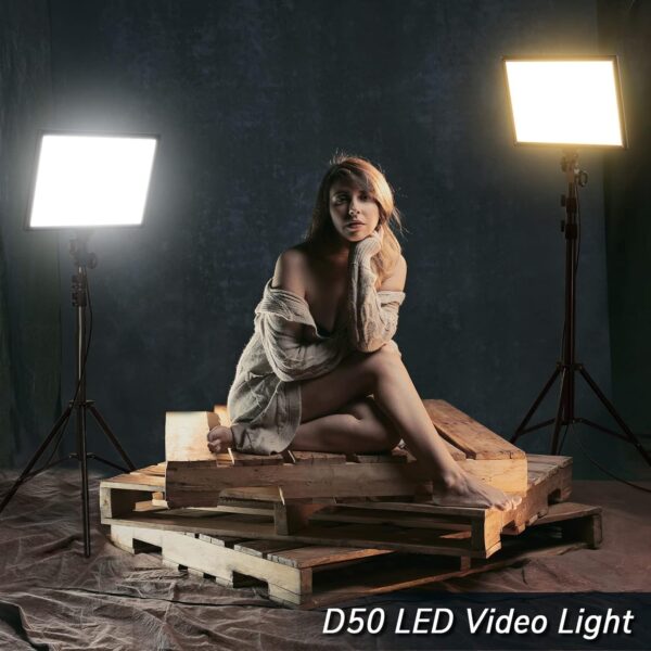 d07d042b210b442796119045c4855084 D50 LED Video Light Panel Lights 15.4′′, 2 Packs 45W 3000K-8000K Bi-Color Dimmable Photography Lighting, CRI 96+ Videography Lighting for Video Shooting/Gaming/Live Stream/Studio/Film