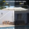 15ft Patio Umbrella with Solar Lights, Large Double Umbrella Outdoor, Rectangle 180”x106” Umbrellas with 156 PCS LED Lights and Crank Handle for Backyard Deck Pool Shade in Black(1.9′′ Pole)