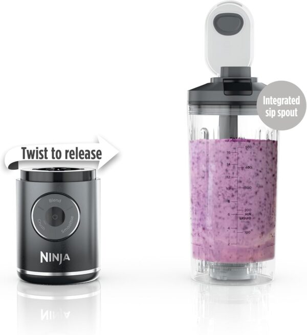 Ninja Blast Max, Portable Blender + Twist & Go, Personal Blender, Ninja Blender, Smoothie, Blend, Ice Crush, 3 Programs, Cordless, 22oz removable Vessel, Dishwasher Safe, Leakproof, Sea Glass, BC251MT
