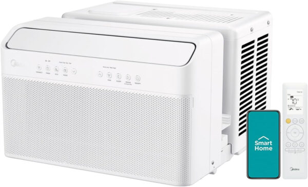 d0ebf944d89648babca8346196401786 8,000 BTU U-Shaped Smart Inverter Air Conditioner – Cools up to 350 Sq. Ft., Ultra Quiet with Open Window Flexibility, Compatible with Alexa, 35% Energy Savings, Remote Control (Renewed)