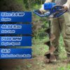 Post Hole Digger Gas Powered, 52cc 2.4 HP 2 Stroke Engine Earth Auger with 8′′ Drill Bit, EPA Compliant Post Hole Auger